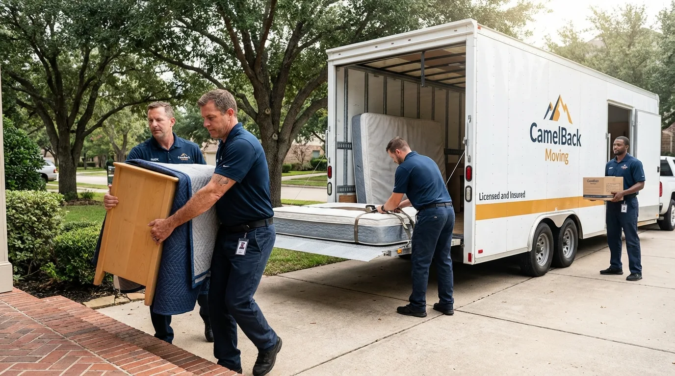 Crew loading residential truck for cross-state move from Croswell, MI